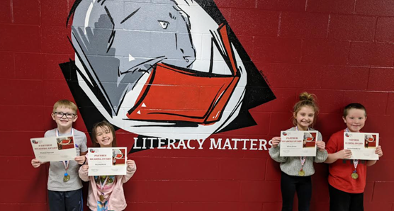 Congrats to these first and second grade students for reaching their goal in Panther Reading Club! 
